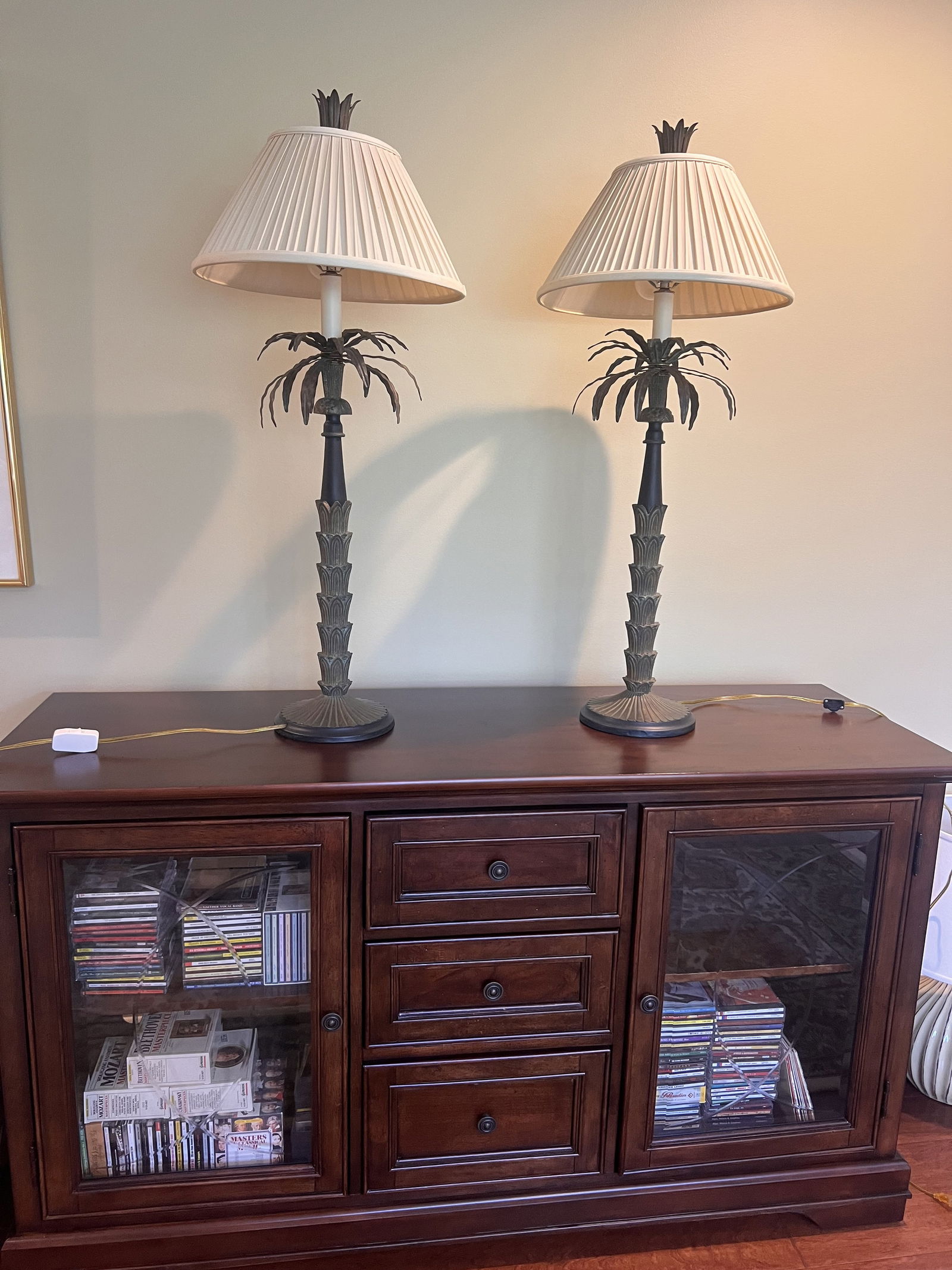 Pair of Palm Tree Buffet or Table Lamps - 2