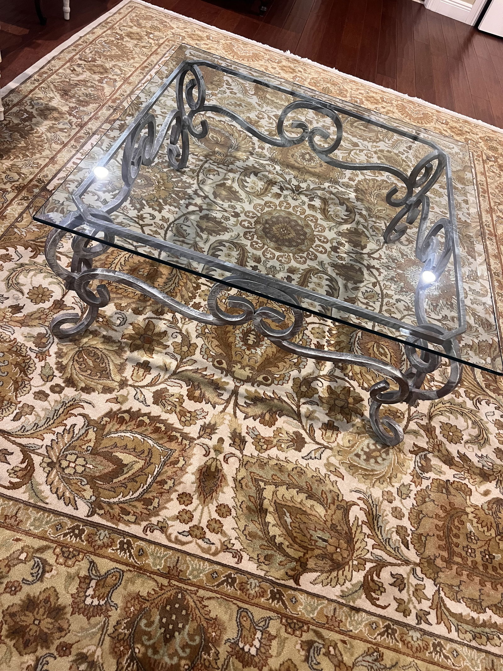 Wrought Iron & Glass Top Heay Coffee Table (1 of 6)
