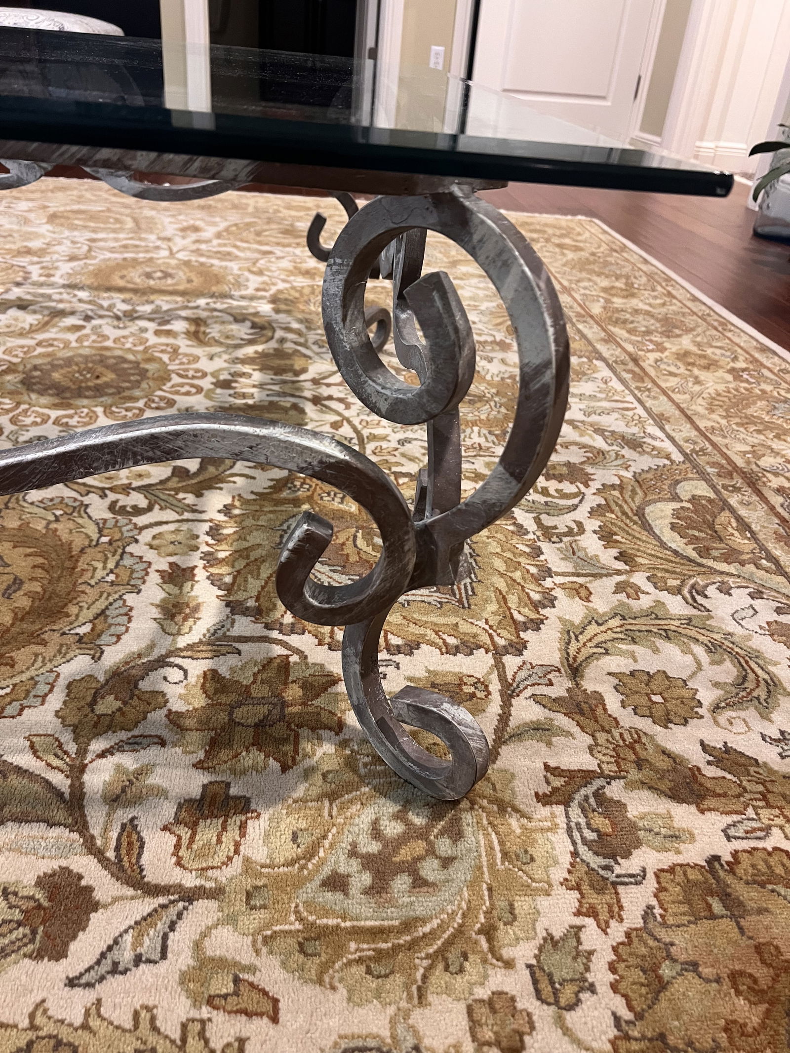 Wrought Iron & Glass Top Heay Coffee Table - 2