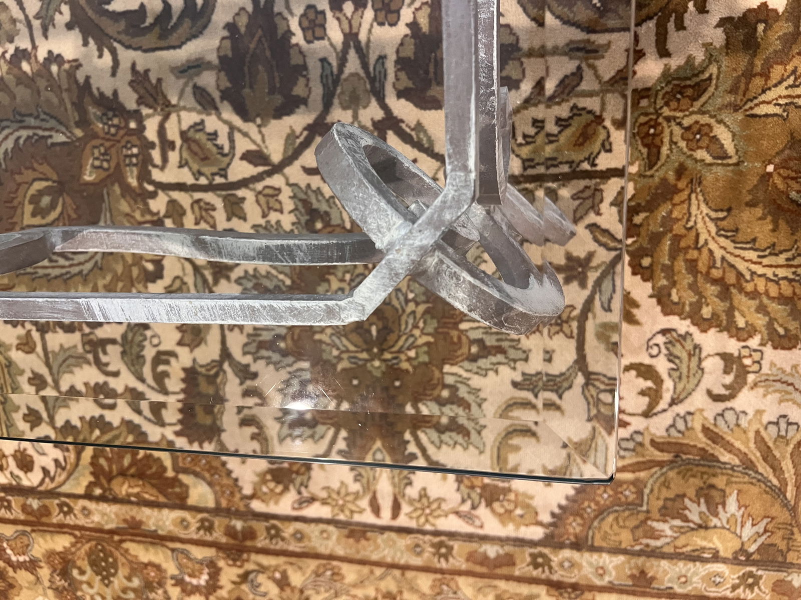 Wrought Iron & Glass Top Heay Coffee Table - 6