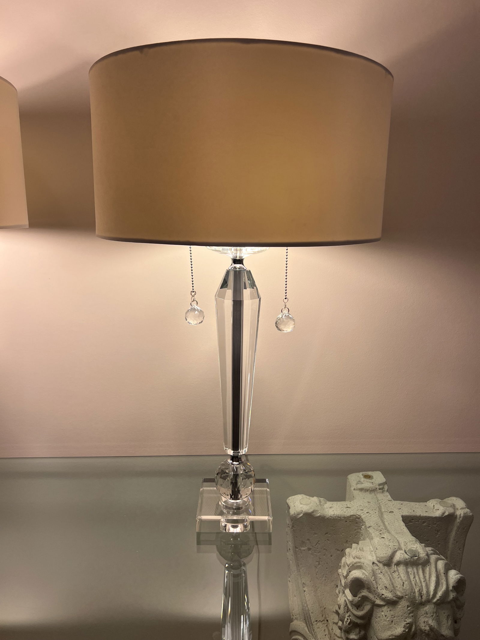 Pair of Glass & Lucite Table or Buffet Lamps - 2