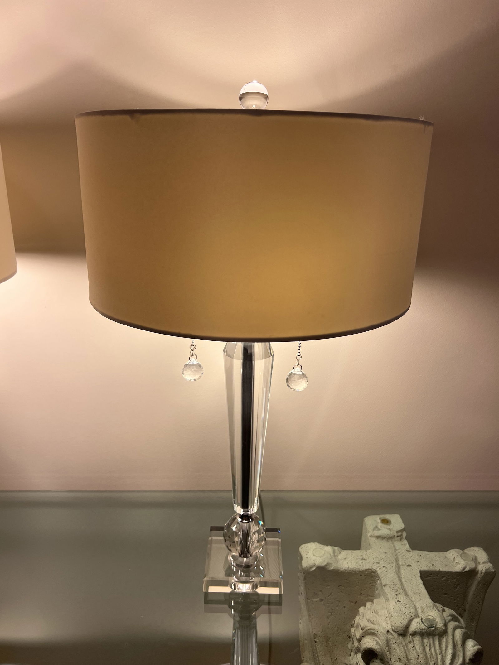 Pair of Glass & Lucite Table or Buffet Lamps - 5