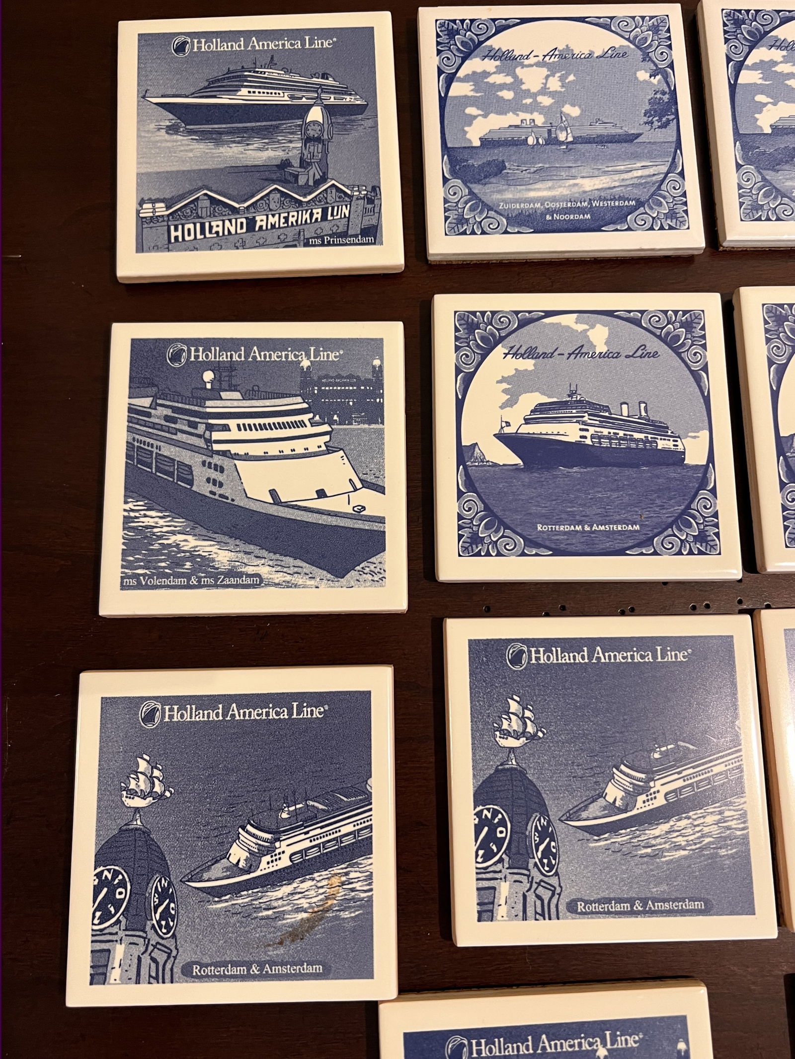 Holland America Line Blue and White Porcelain Tiles - 2