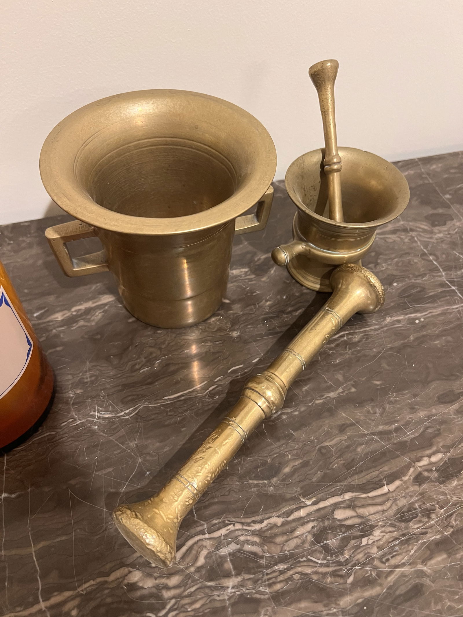 Grouping of Apothecary Collectibles Inclu Mortar and Pestle - 4