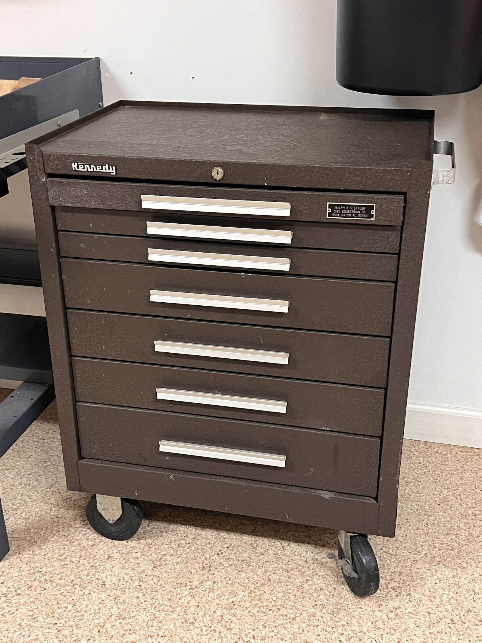 Kennedy Rolling Tool Box: 7 Drawer tool box. Dimensions: H 35" x W 27" x D 18" Condition: Showing signs of use, wheels nicely, no rust. Low Estimate: 10.00High Estimate: 10000.00