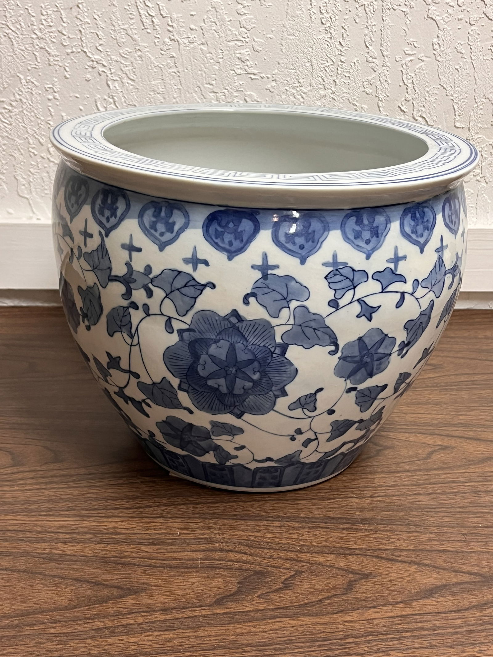 Blue and White Fish Bowl Planter Pot - 3