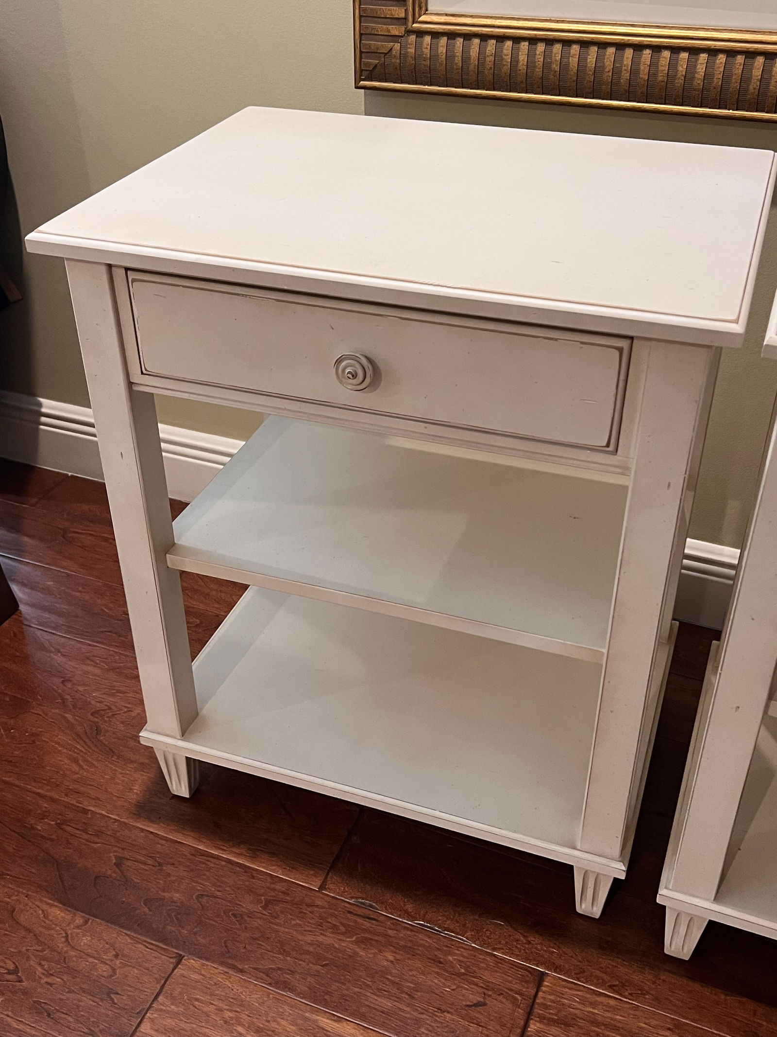 Pair of White Wood Night Stands - 2