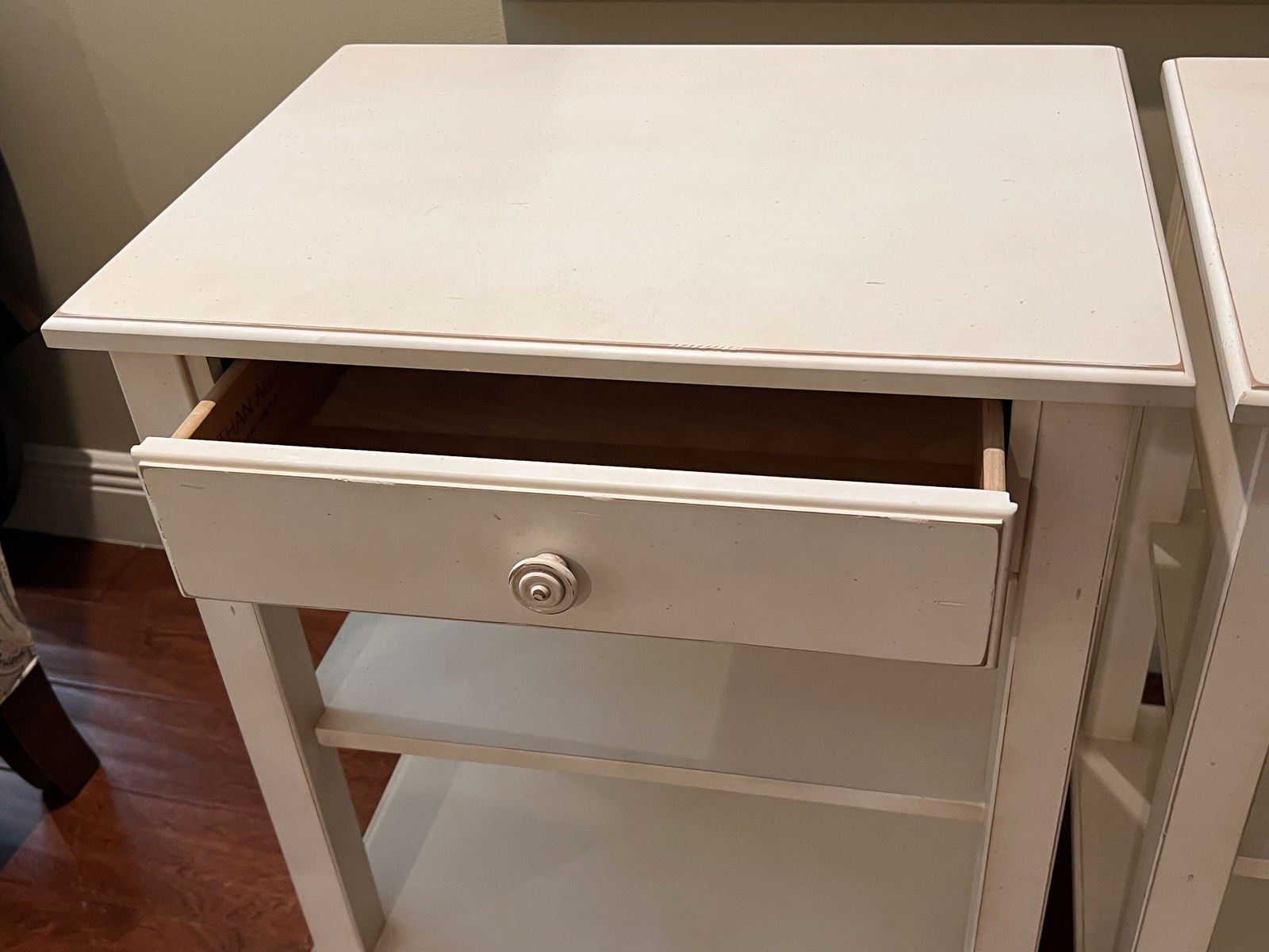 Pair of White Wood Night Stands - 3