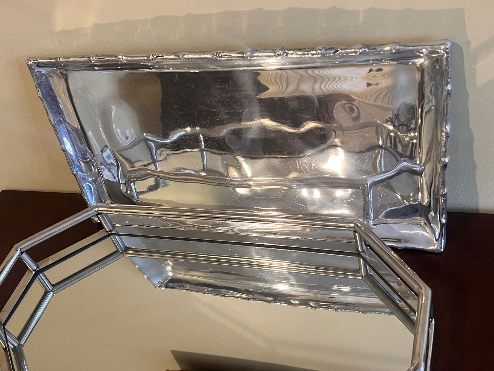 (2) Silver Trays - 5