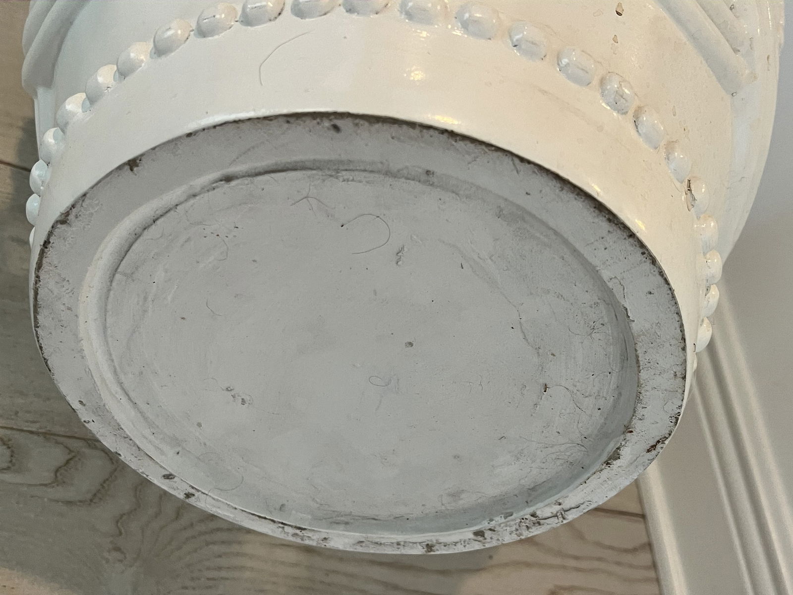 Single White Fiberglass Double Coin Garden Stool - 5