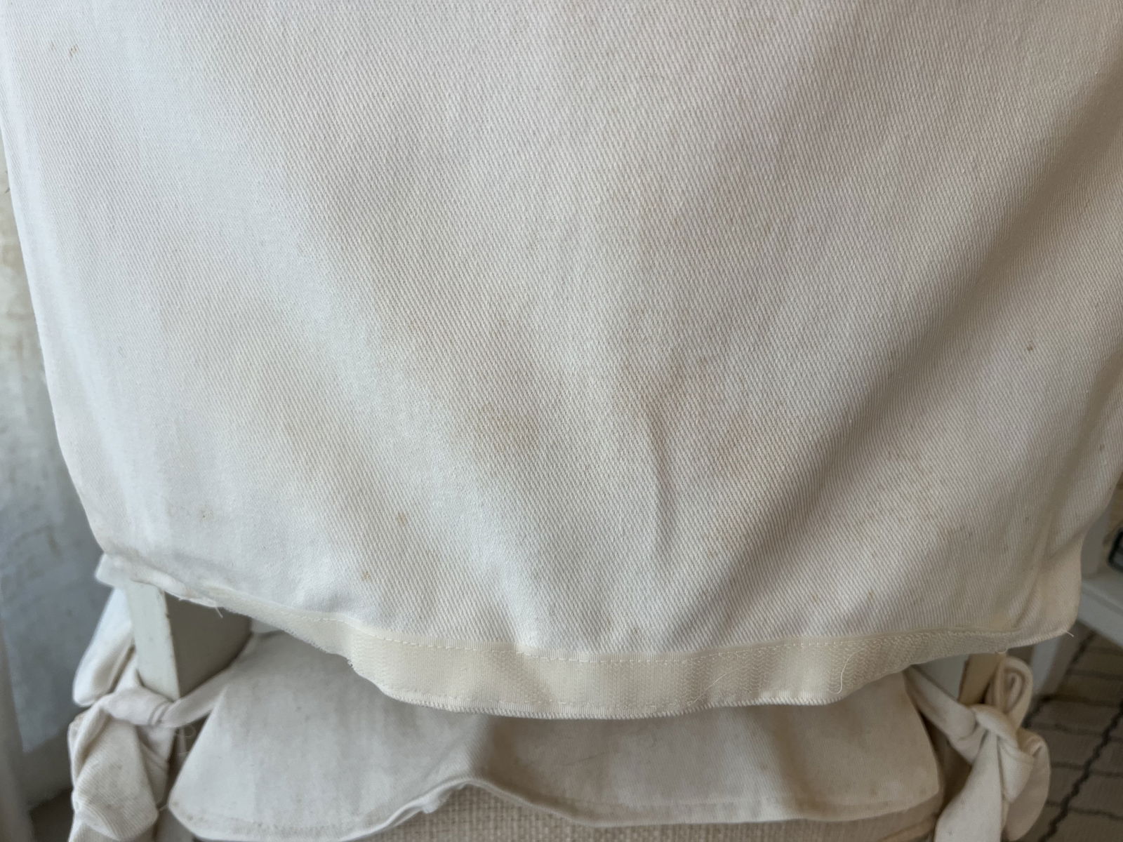 Pair of White Slipcovered French Louis XVI Cane Arm Chairs - 9