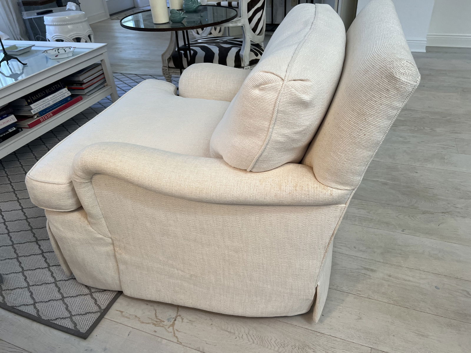 Classic White Skirted Swivel Chair A. Rudin - 4
