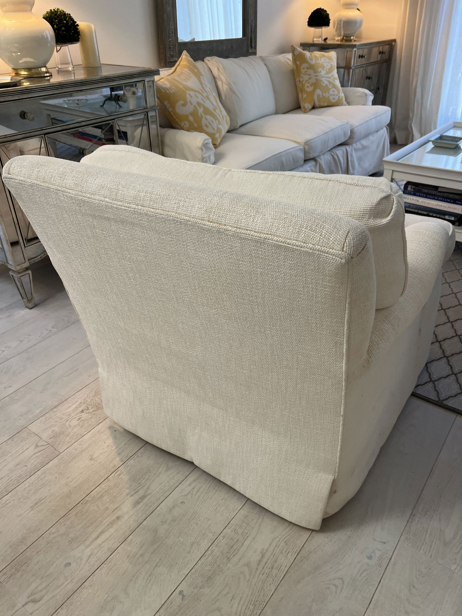 Classic White Skirted Swivel Chair A. Rudin - 6