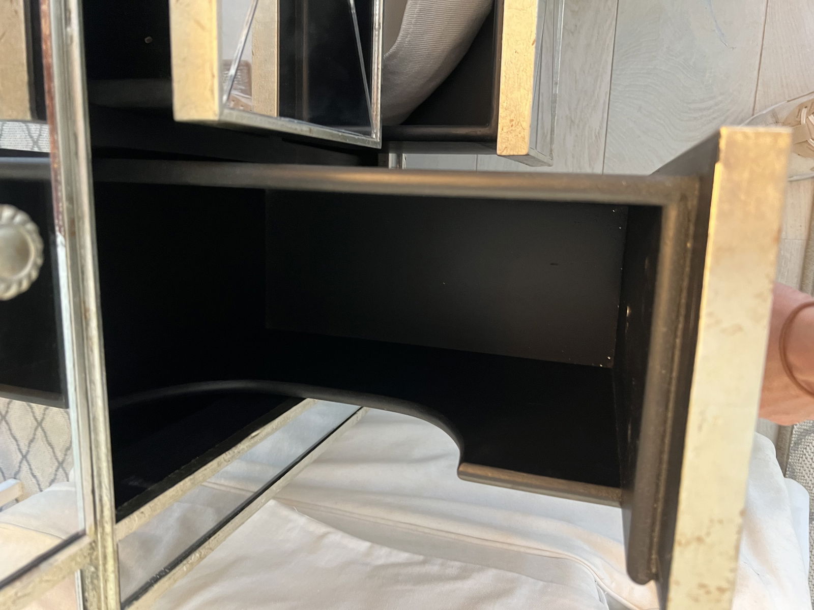 Pair of Mirrored Hollywood Regency Style End Table - 13