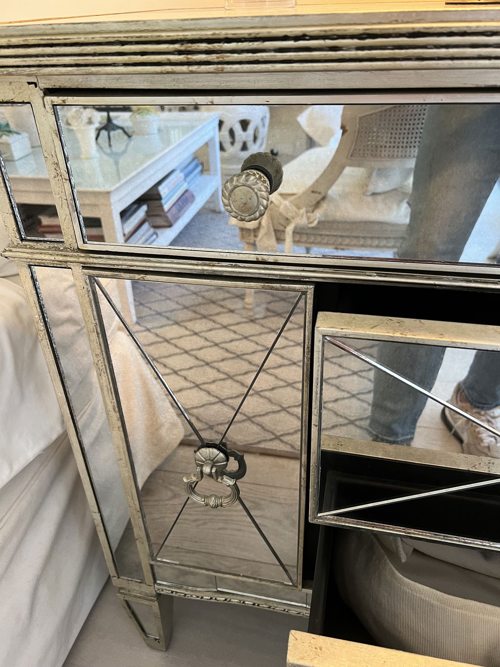 Pair of Mirrored Hollywood Regency Style End Table - 14