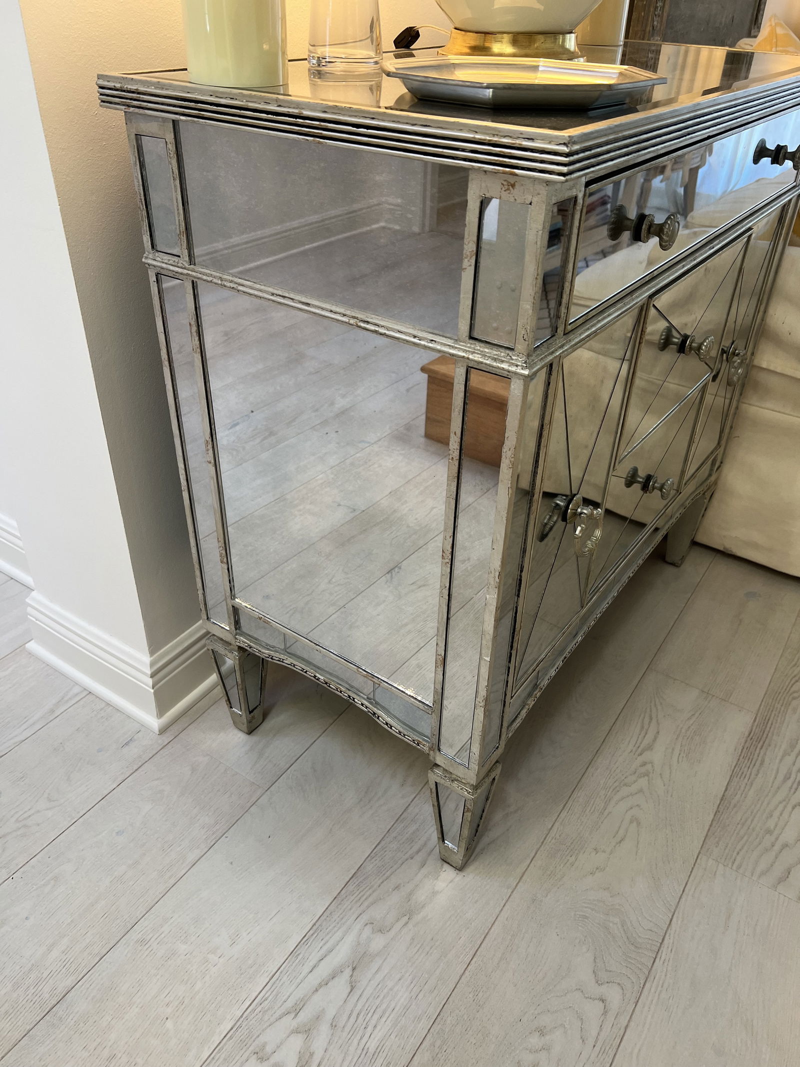 Pair of Mirrored Hollywood Regency Style End Table - 15