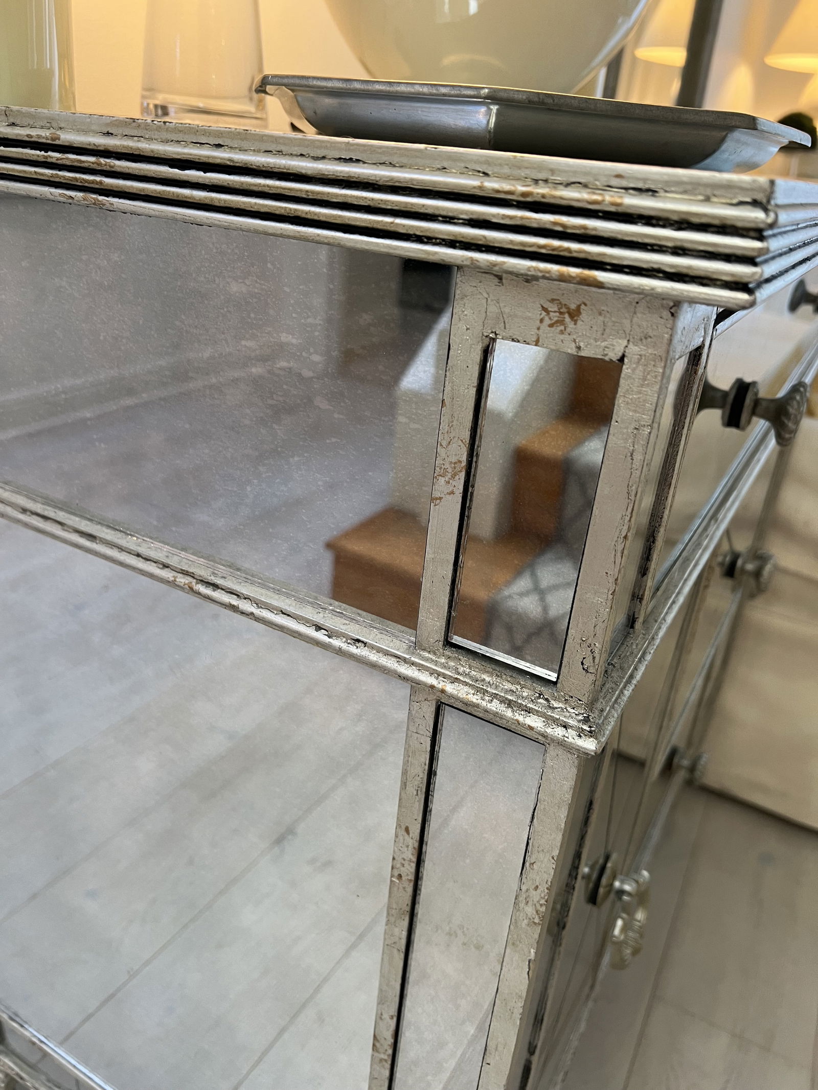 Pair of Mirrored Hollywood Regency Style End Table - 16