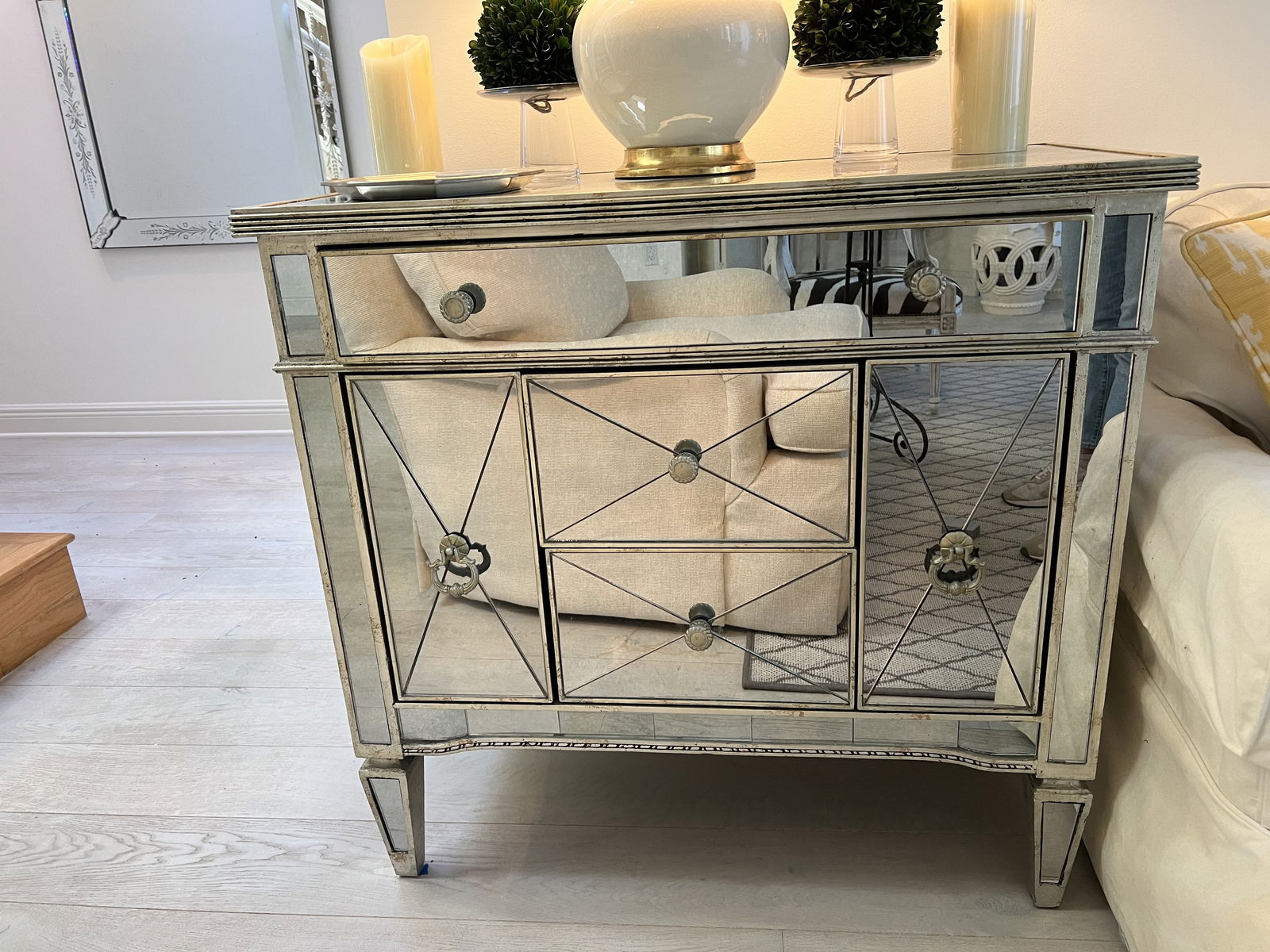 Pair of Mirrored Hollywood Regency Style End Table - 17