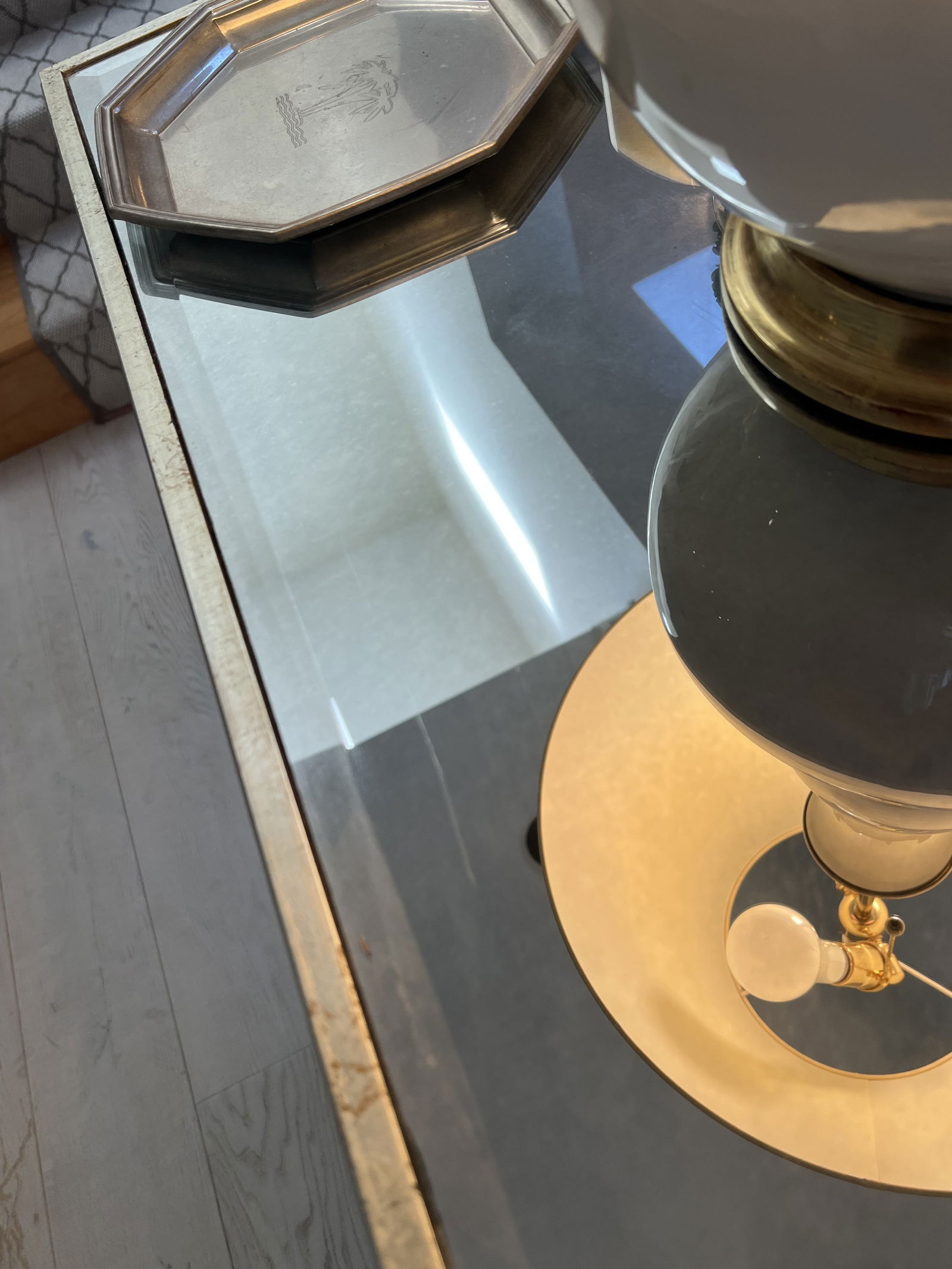 Pair of Mirrored Hollywood Regency Style End Table - 18