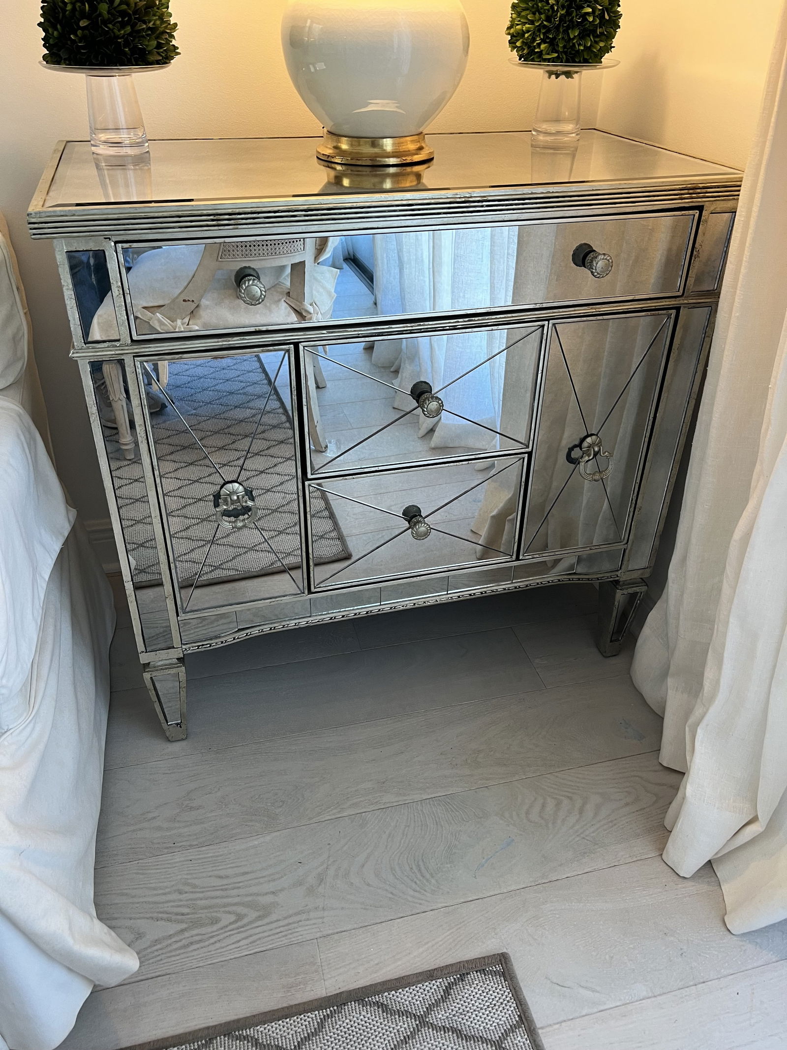 Pair of Mirrored Hollywood Regency Style End Table - 2