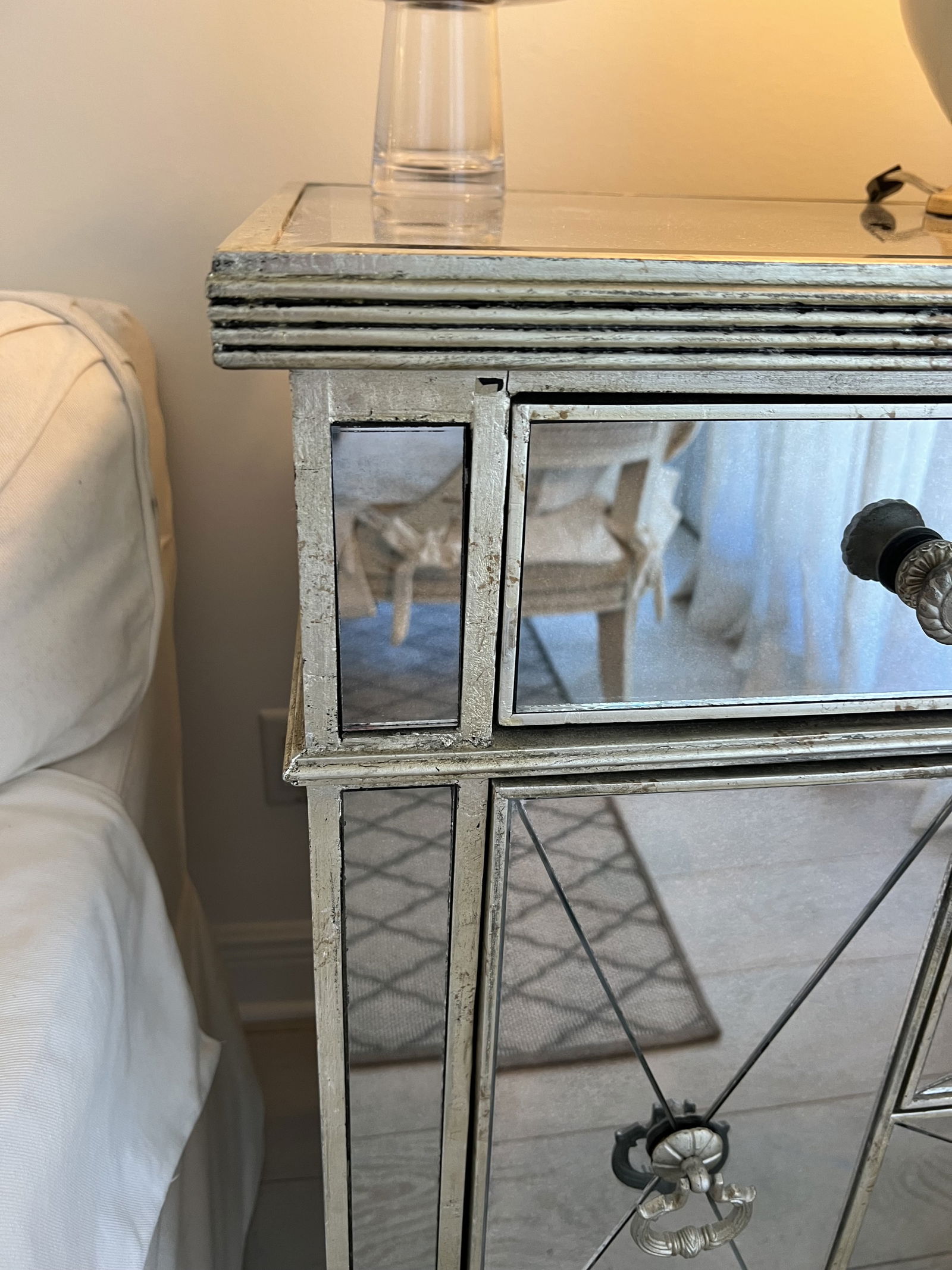 Pair of Mirrored Hollywood Regency Style End Table - 3