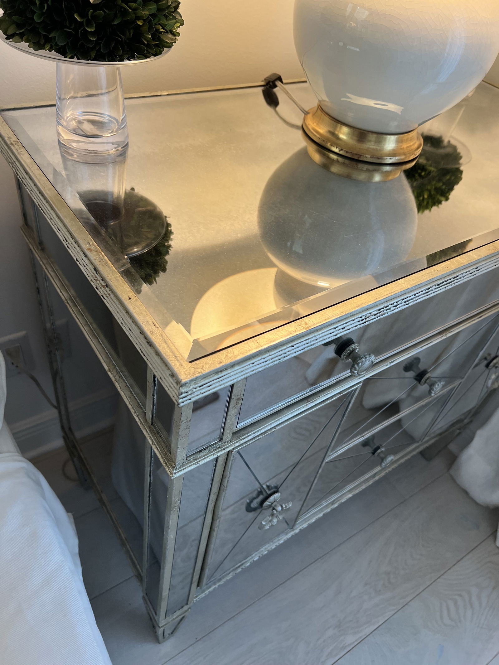 Pair of Mirrored Hollywood Regency Style End Table - 4