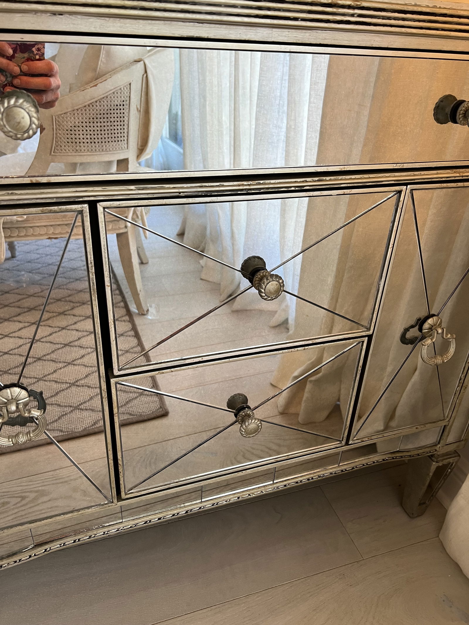 Pair of Mirrored Hollywood Regency Style End Table - 6