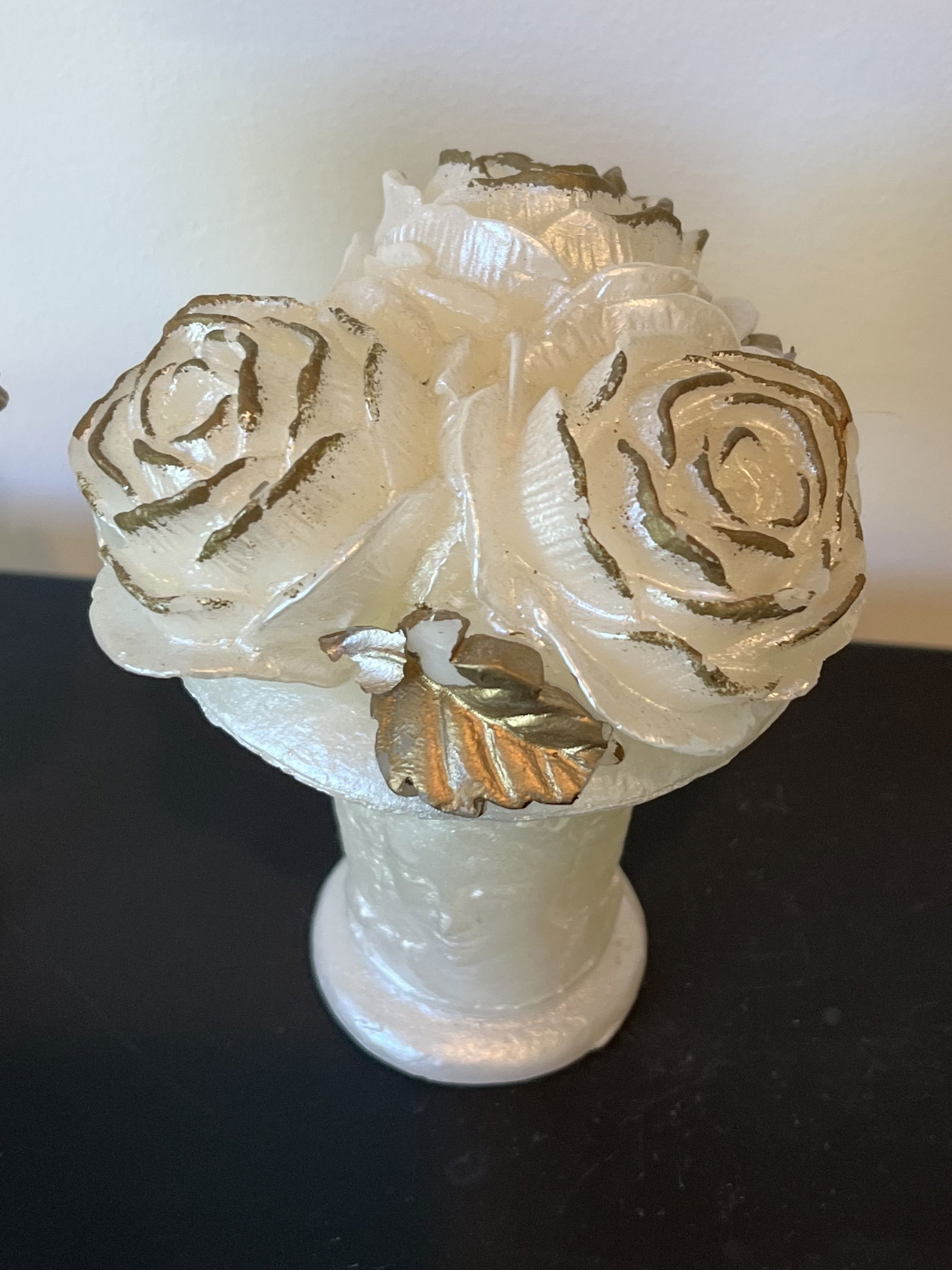 Pair of MMA Rose Bouquet Cameo Candles - 3