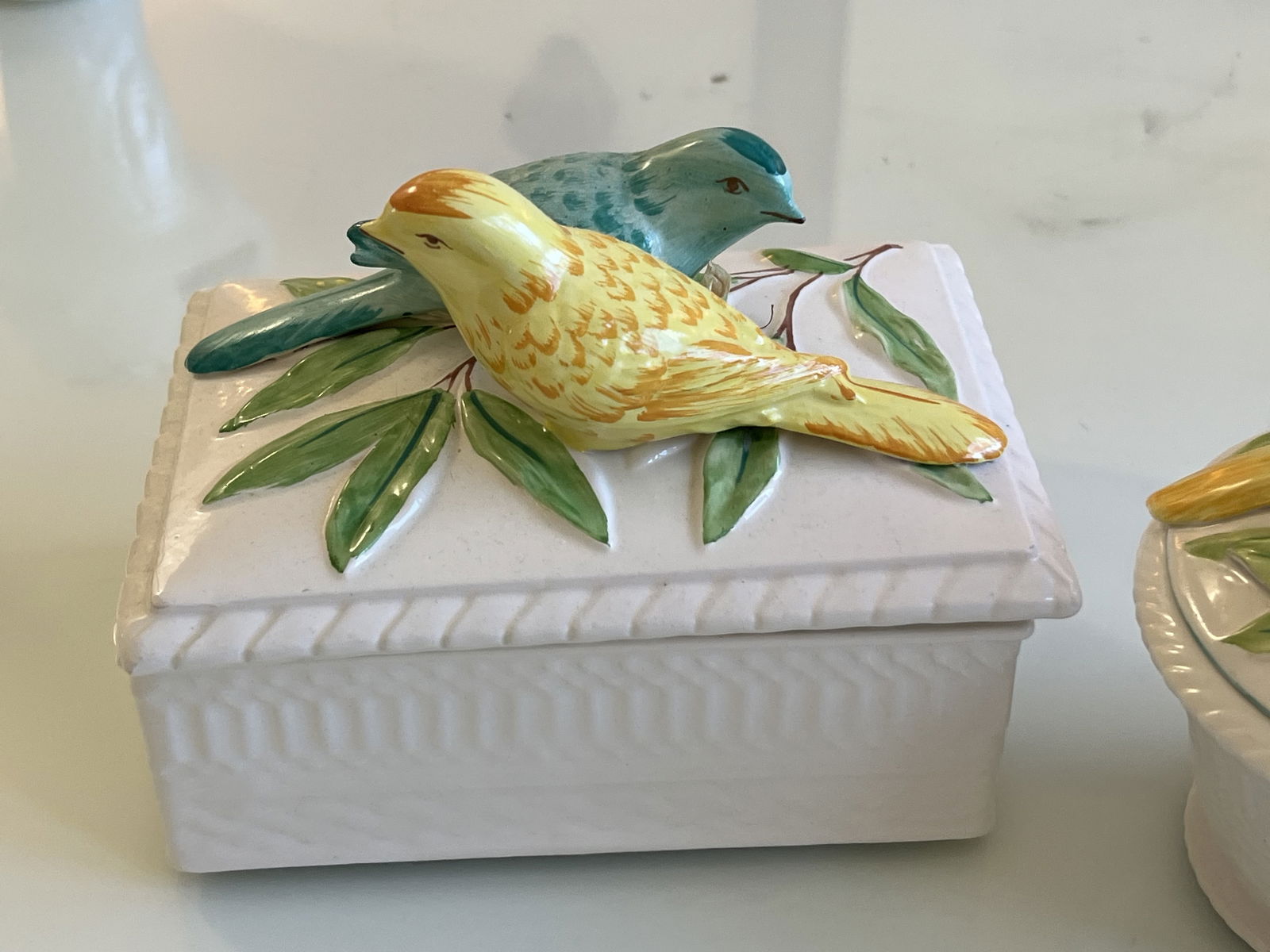 (2) Italian Ceramic Boxes with Birds - 2