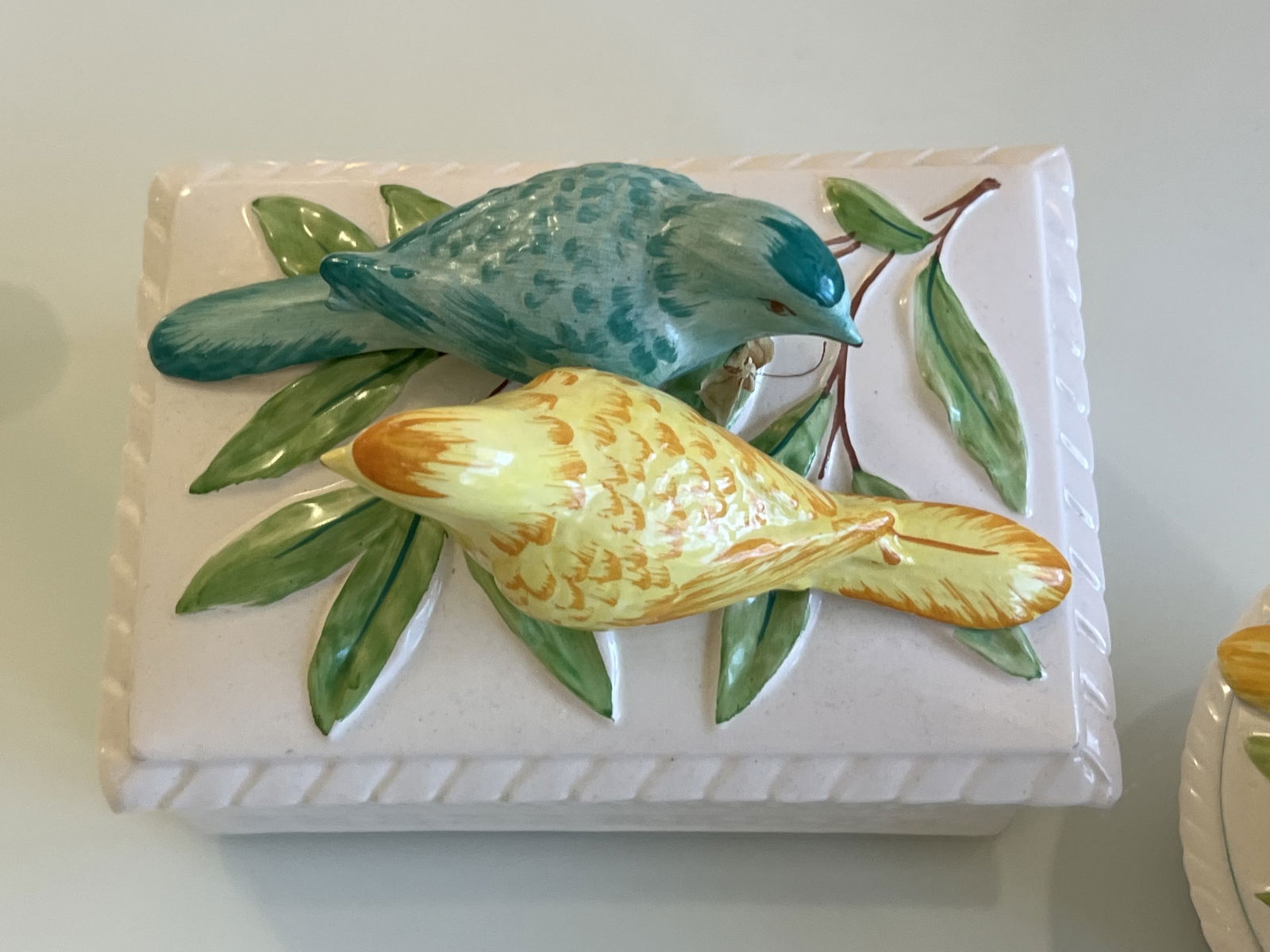 (2) Italian Ceramic Boxes with Birds - 3