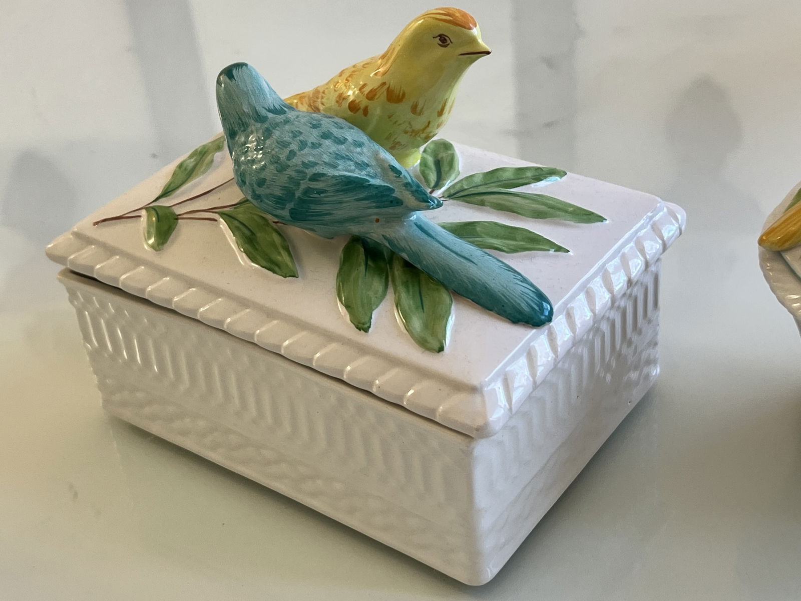 (2) Italian Ceramic Boxes with Birds - 4