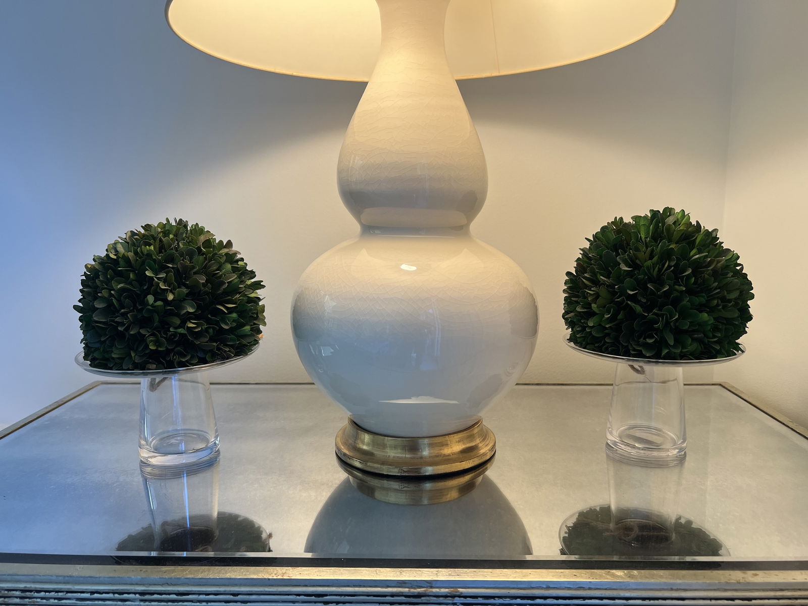 (4) Glass Candleholders with Topiary - 3