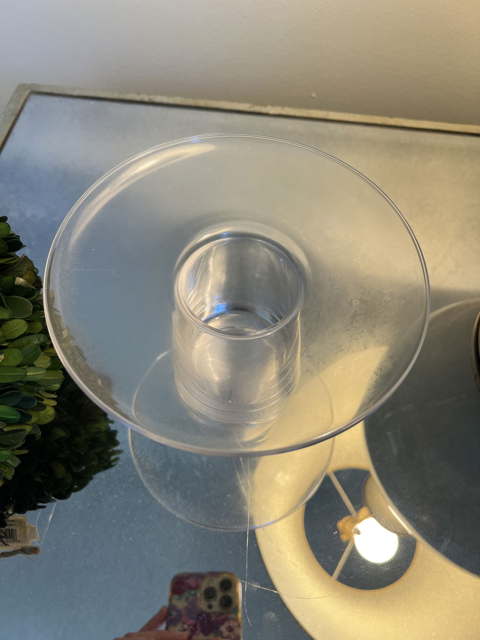 (4) Glass Candleholders with Topiary - 6