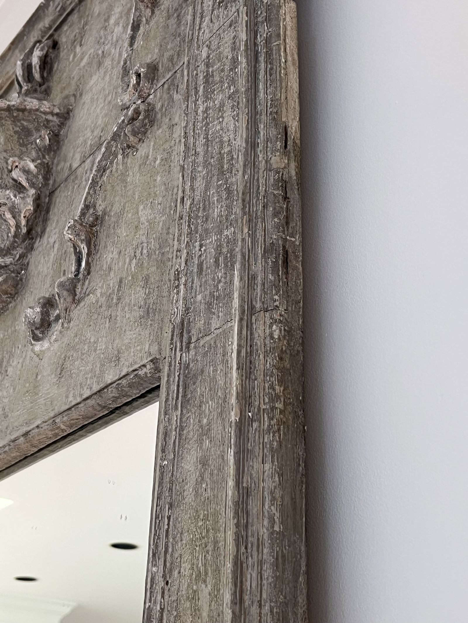 Antique French Paneled Carved and Painted Mirror - 8