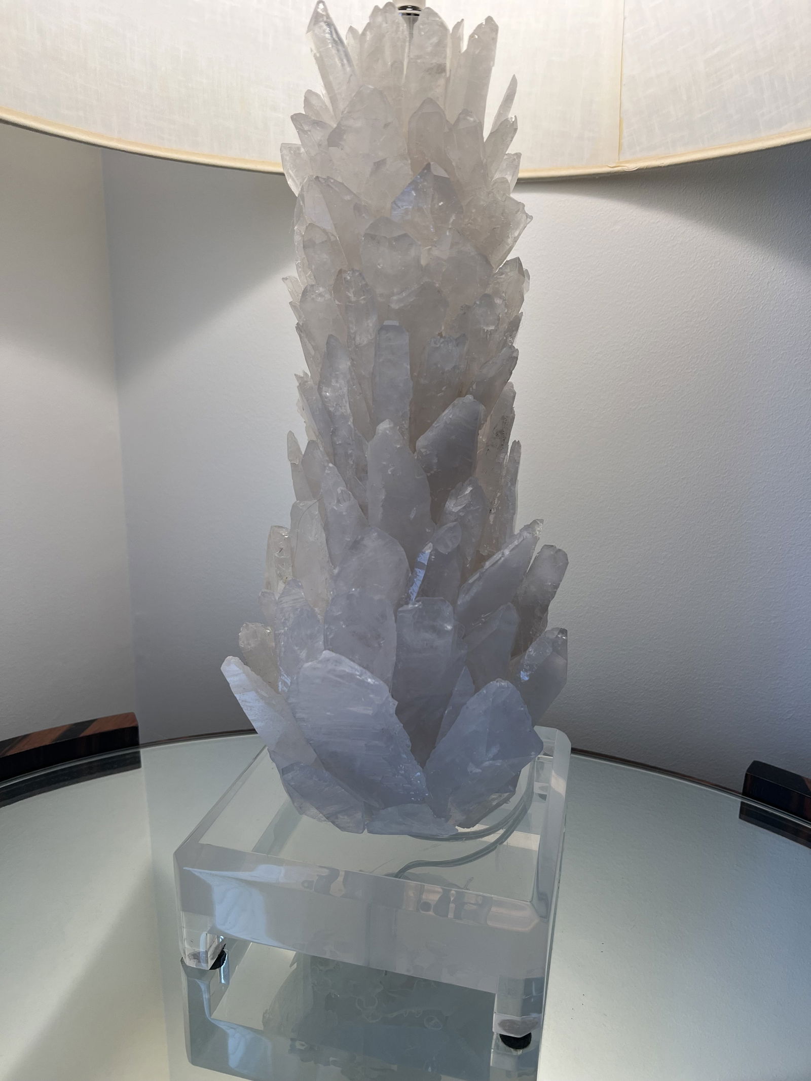 Pair of Rock Quartz Crystal Lamps - 2