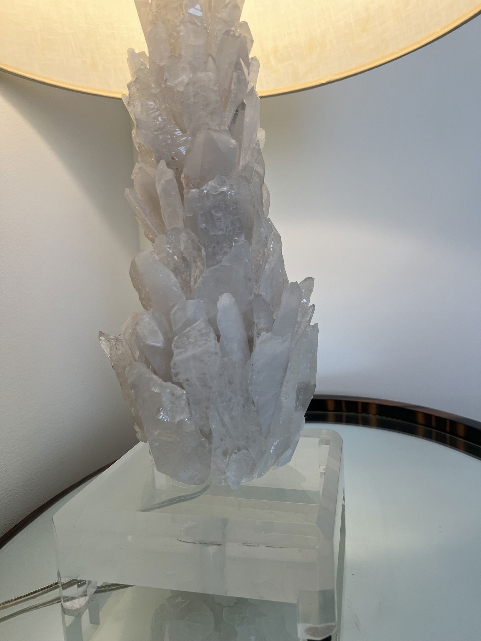 Pair of Rock Quartz Crystal Lamps - 8