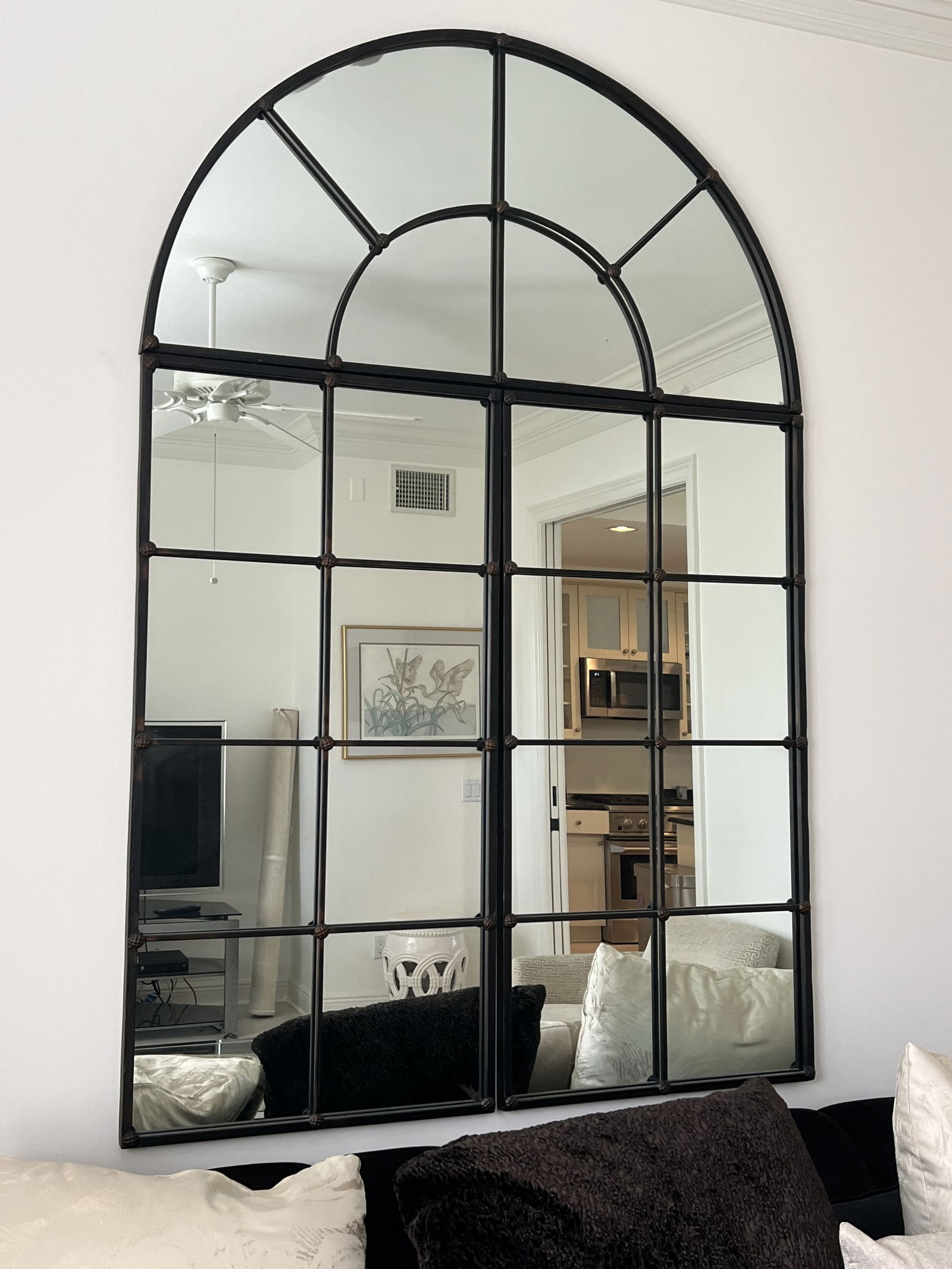 Large Arched Windowpane Mirror (1 of 2) - 2