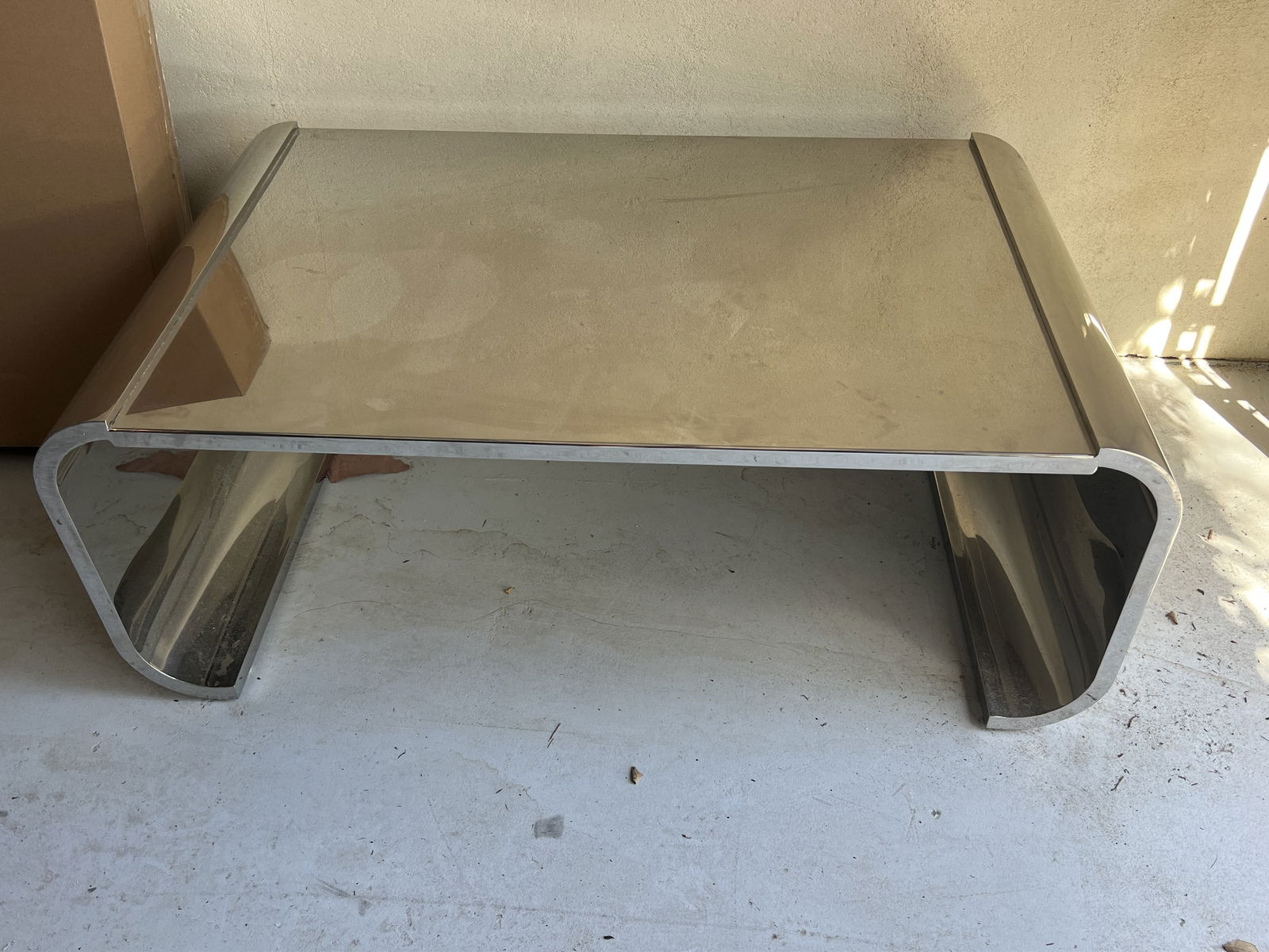 Modern Stainless Steel Waterfall Coffee Table (1 of 5)