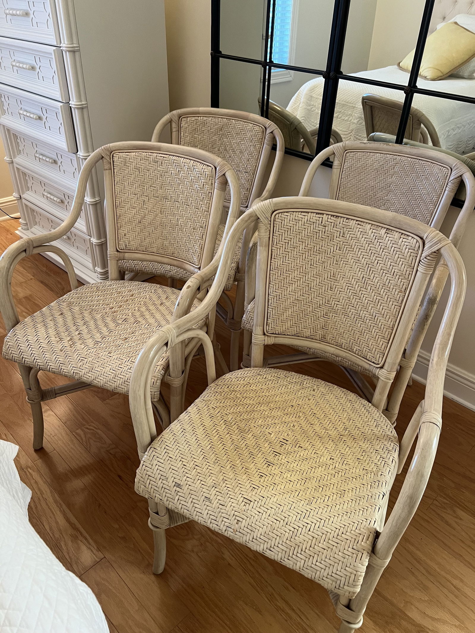 (4) Rattan and Pencil Reed Arm Chairs (1 of 10)