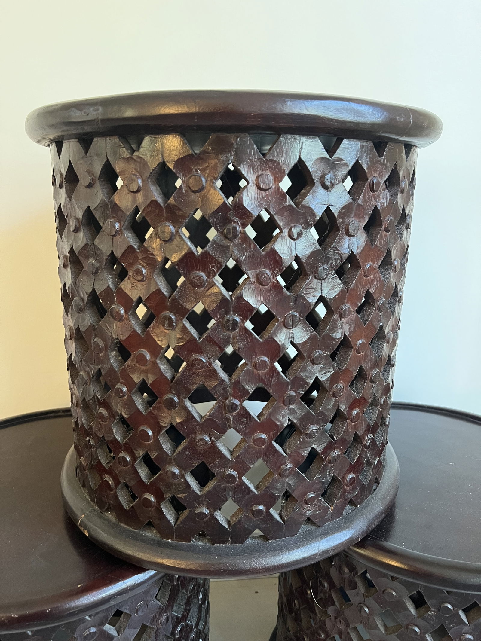 (3) Carved Drum Or Bamileke King Stools - 2