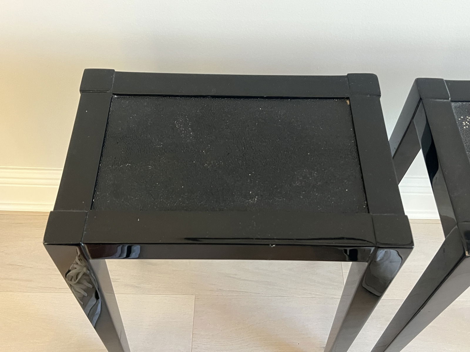 Pair of J. Robert Scott Black Shagreen Side Tables - 2