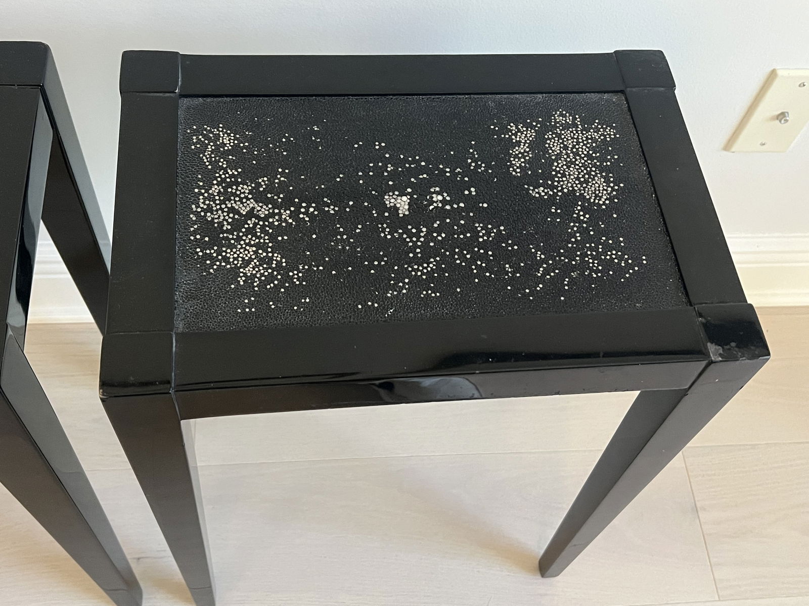 Pair of J. Robert Scott Black Shagreen Side Tables - 3