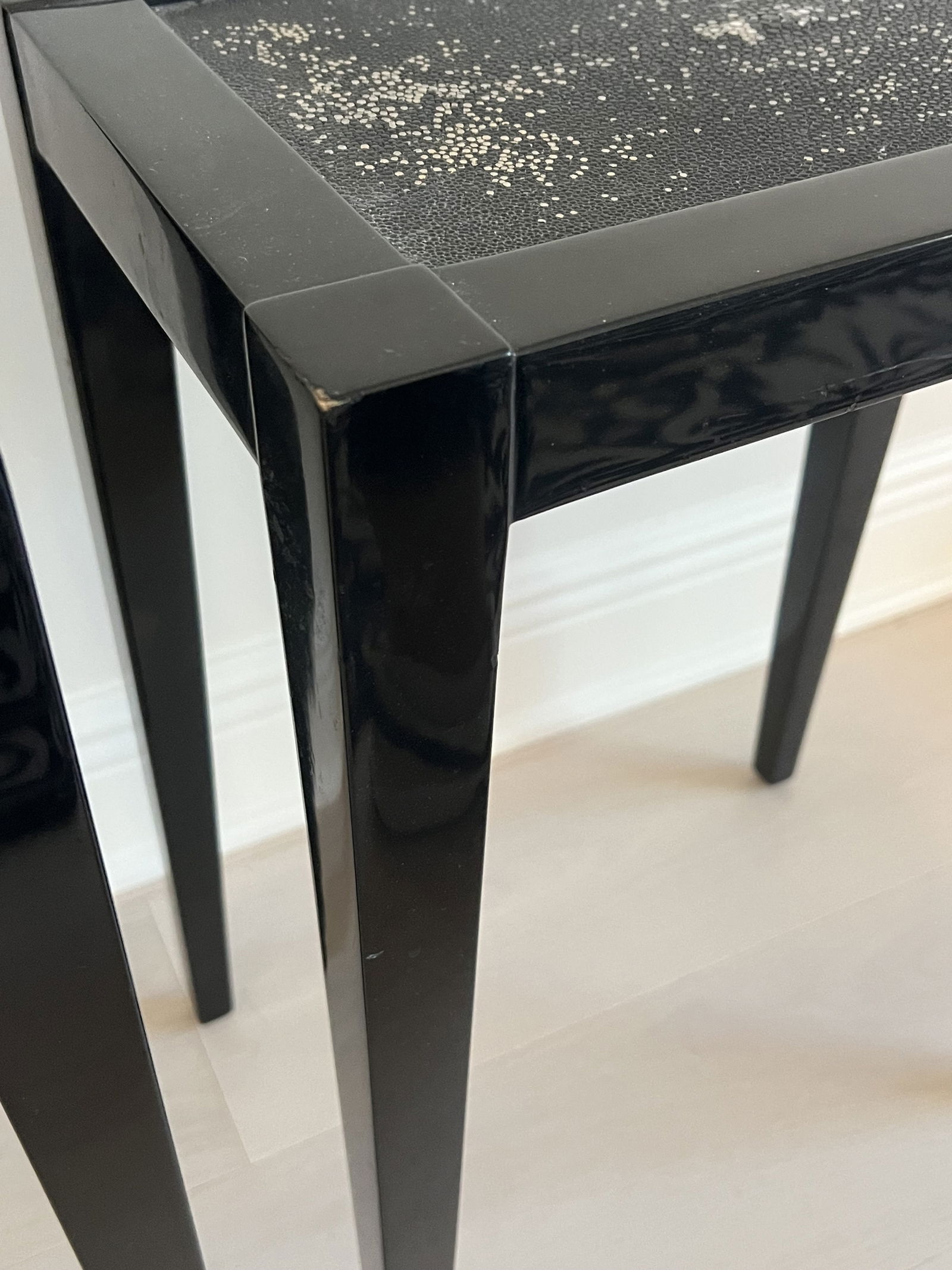 Pair of J. Robert Scott Black Shagreen Side Tables - 4