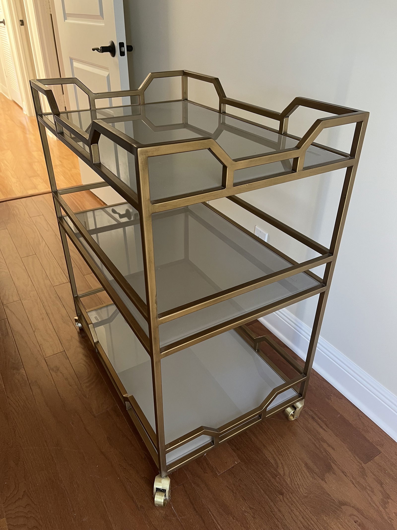 Hollywood Regency Brass Bar Cart - 4