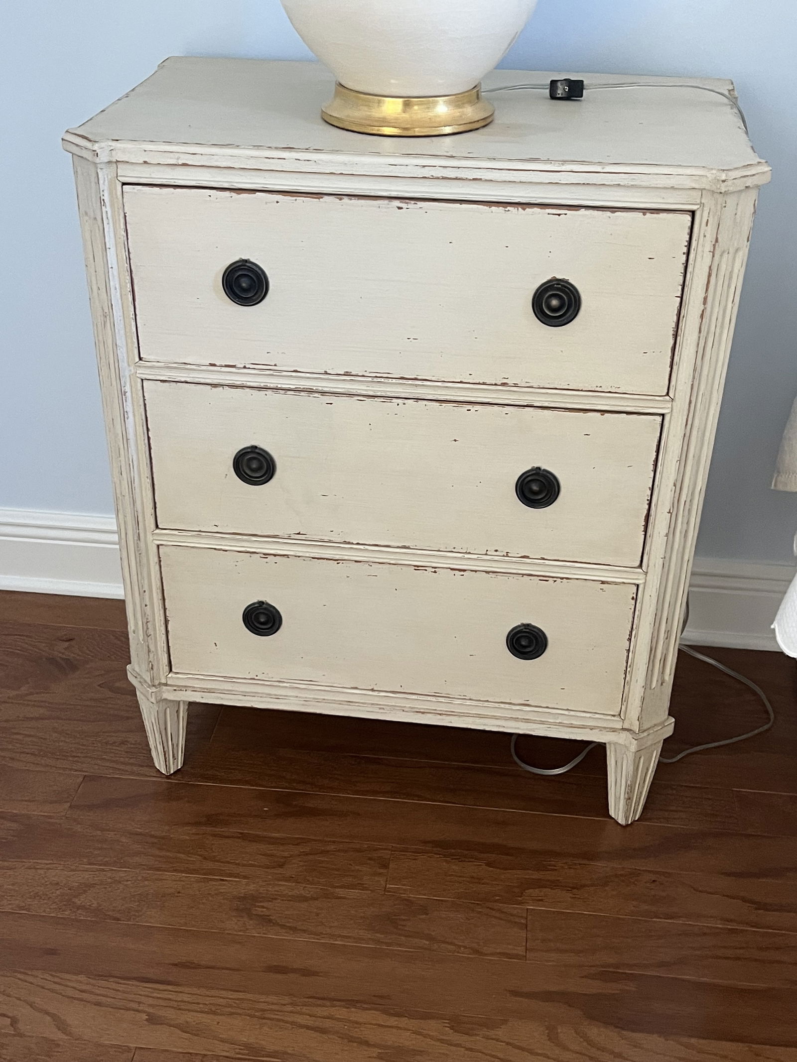 Pair of Swedish Style Three Drawer Nightstands - 2