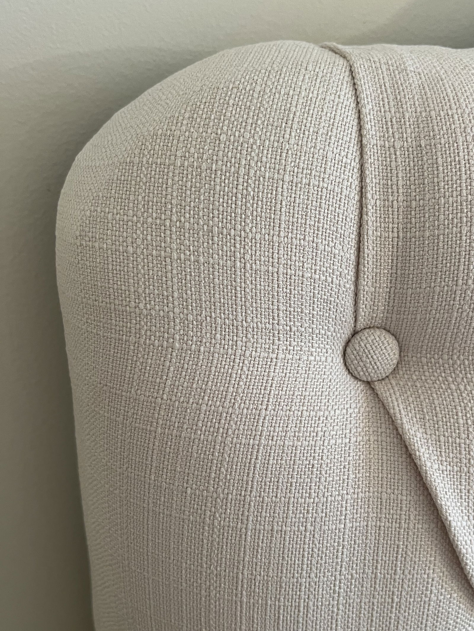 (1) White Cream Upholstered and Button Tufted Twin Bed - 3