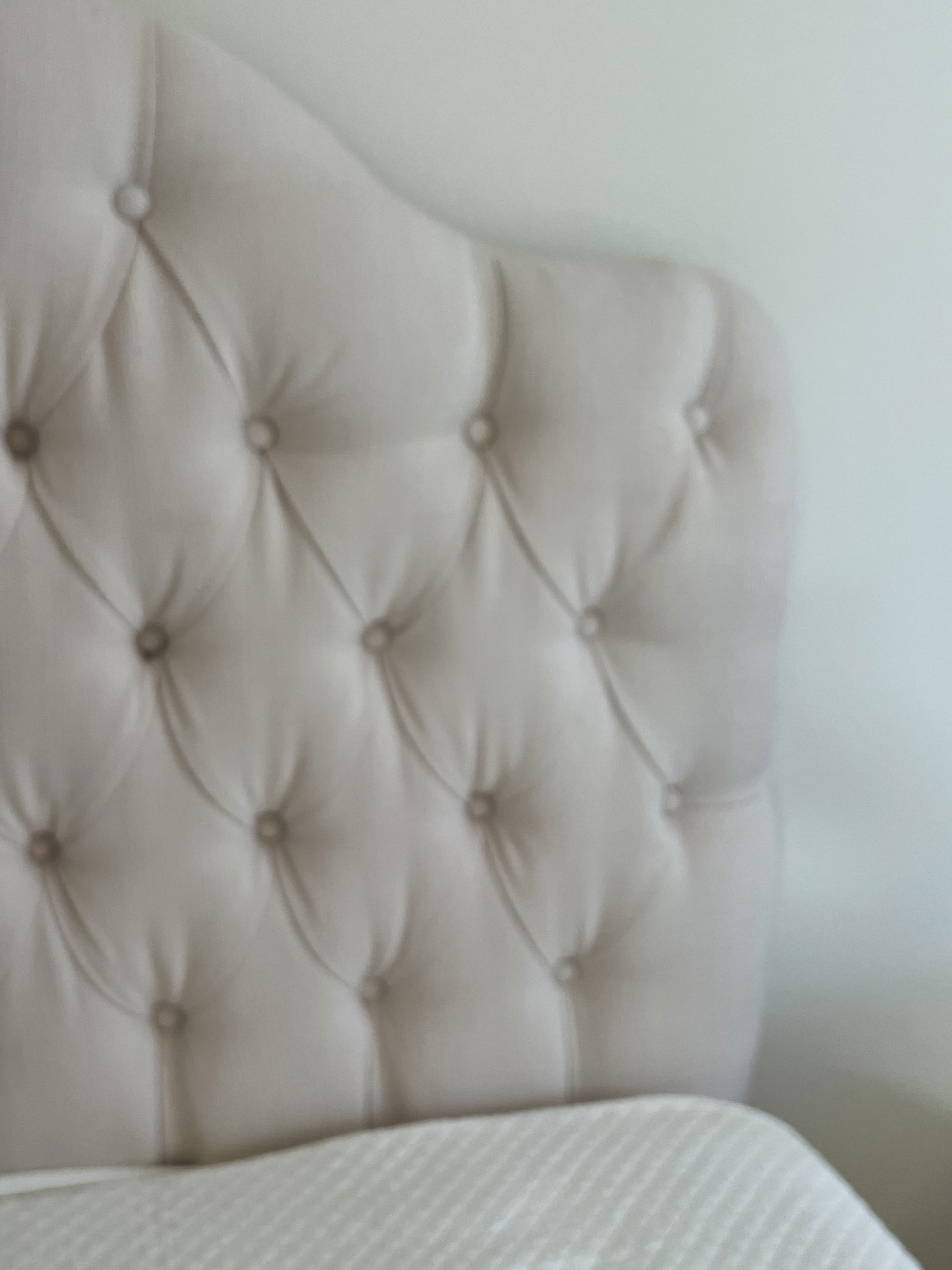 (1) White Cream Upholstered and Button Tufted Twin Bed - 4