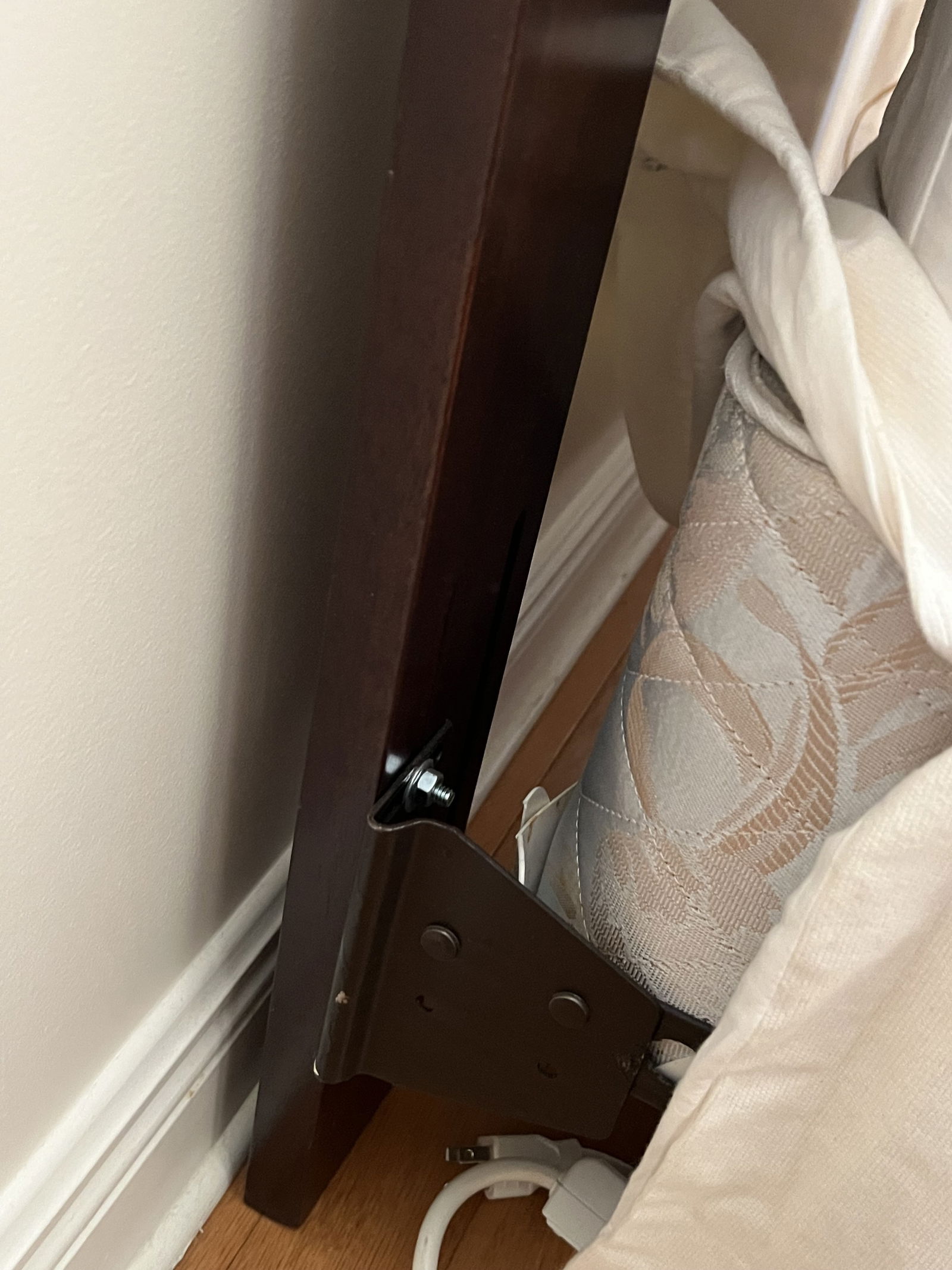 (1) White Cream Upholstered and Button Tufted Twin Bed - 5