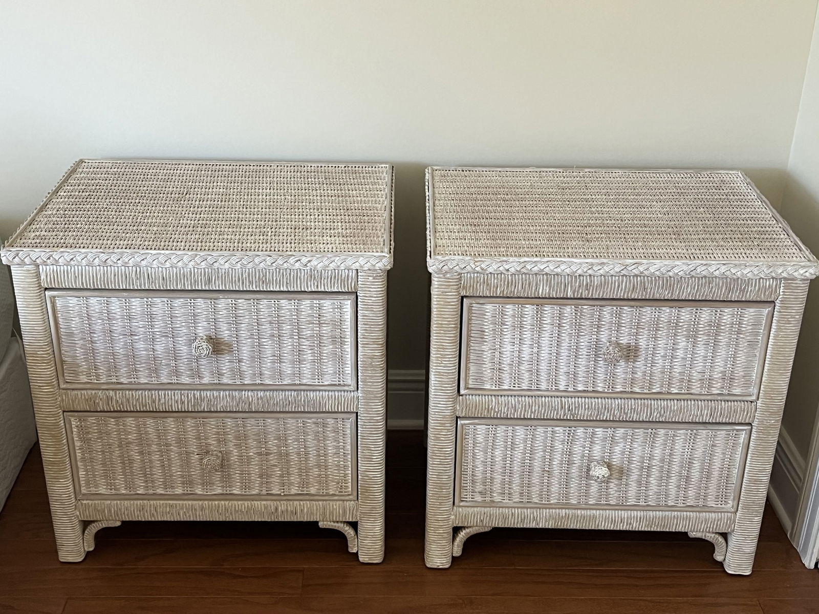 Pair of Henry Link Wicker Nightstands - 2