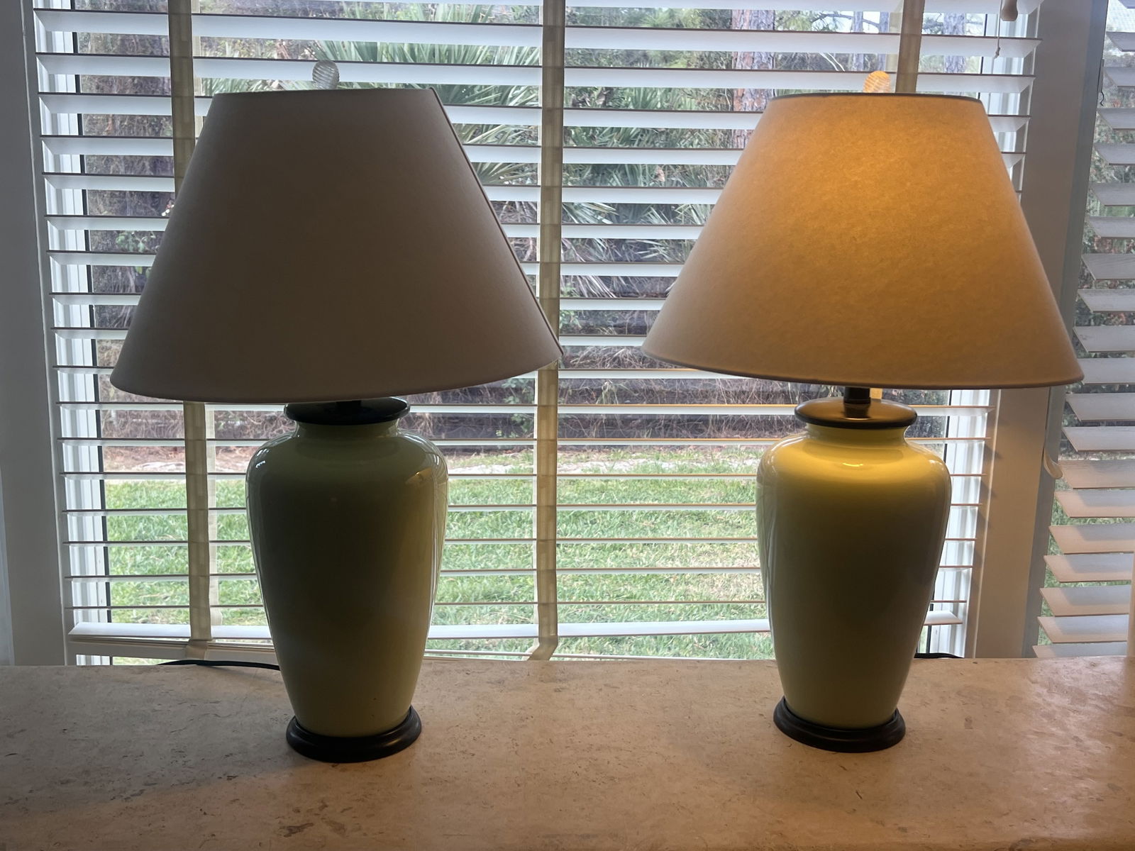 Pair of Green Ceramic Table Lamps - 5